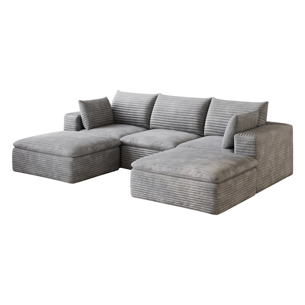 Divano Cloud 260 cm ¨C MINIMAL ¨C Velluto a Coste Grigio Scuro, Imbottito, Sfoderabile