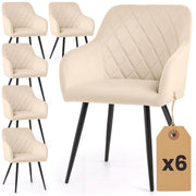 Set di 6 Sedie in velluto con cuciture a rombi VELTO Beige gambe nere