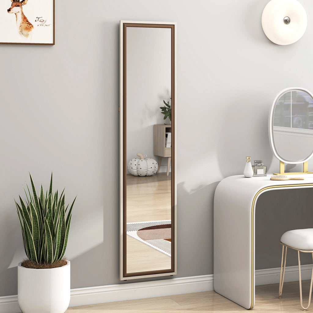 Specchio da Terra 157x37 cm ¨C Xylo ¨C Bianco e Marrone Inclinabile o da Parete