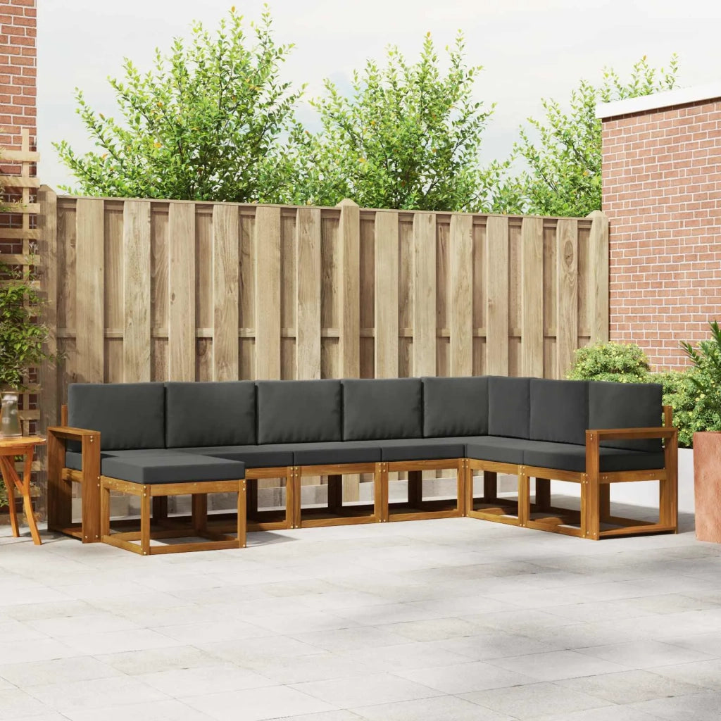 Set di divani da esterno con cuscino 8 pcs Naturale e Antracite