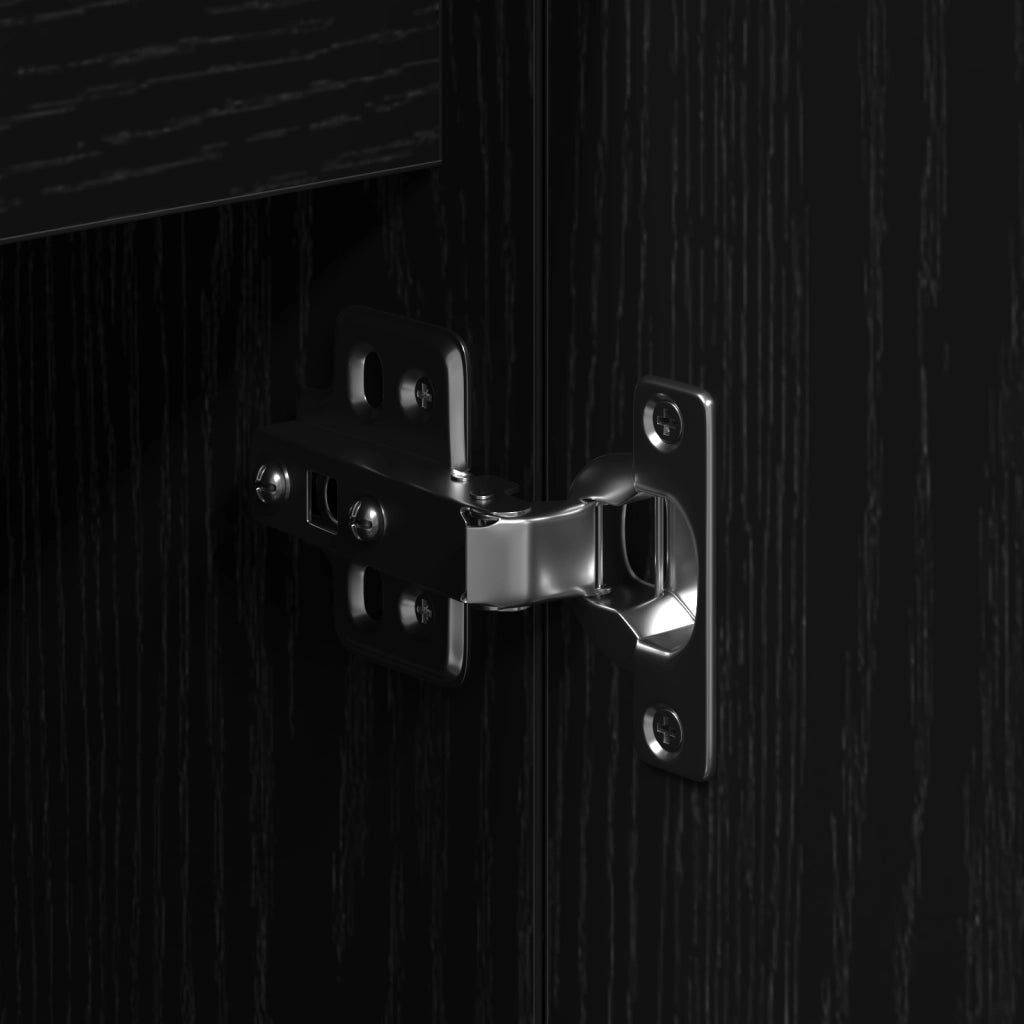 Sideboard  con porte e cassetti Nero Rovere 101,5x35x70 cm