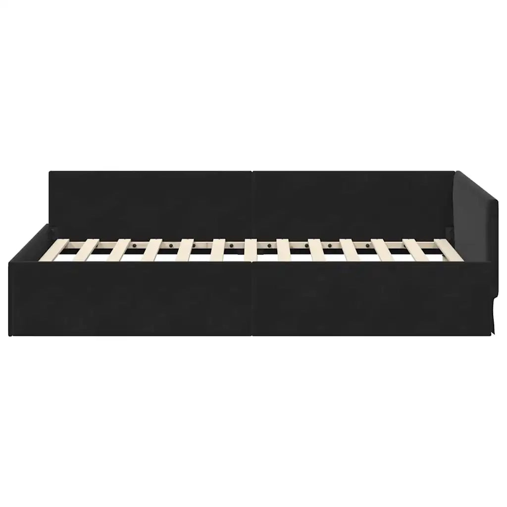 Cornice del letto ad angolo Nero 100 cm x 200 cm Velluto