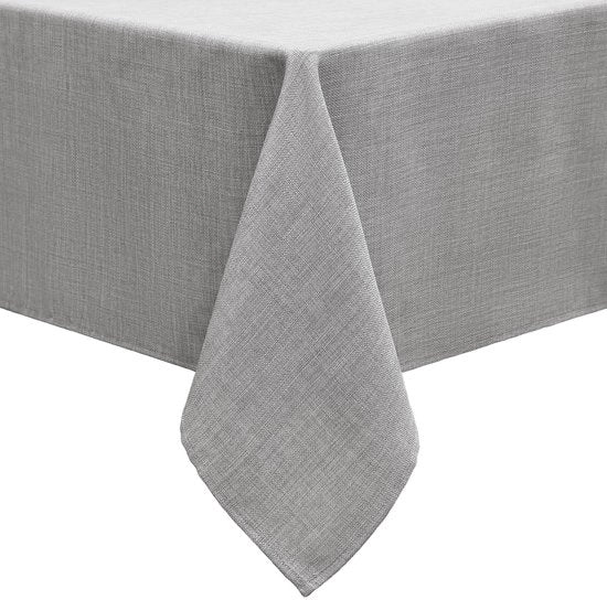 Tavolo in Lino con Effetto Lotus, Pieghevole, 140 x 240 cm, Tavolo in Lino con Protezione Acqua e Macchie, Grigio chiaro