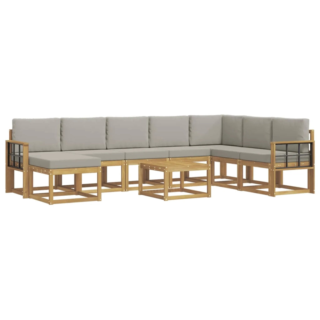 Set di divani da esterno 9 pcs Bianco e Grigio Chiaro 3388095