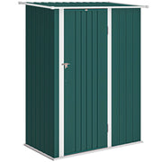Capanno Porta Attrezzi in Metallo con Tetto Inclinato e Porta Bloccabile, 142x86x189 cm, Verde