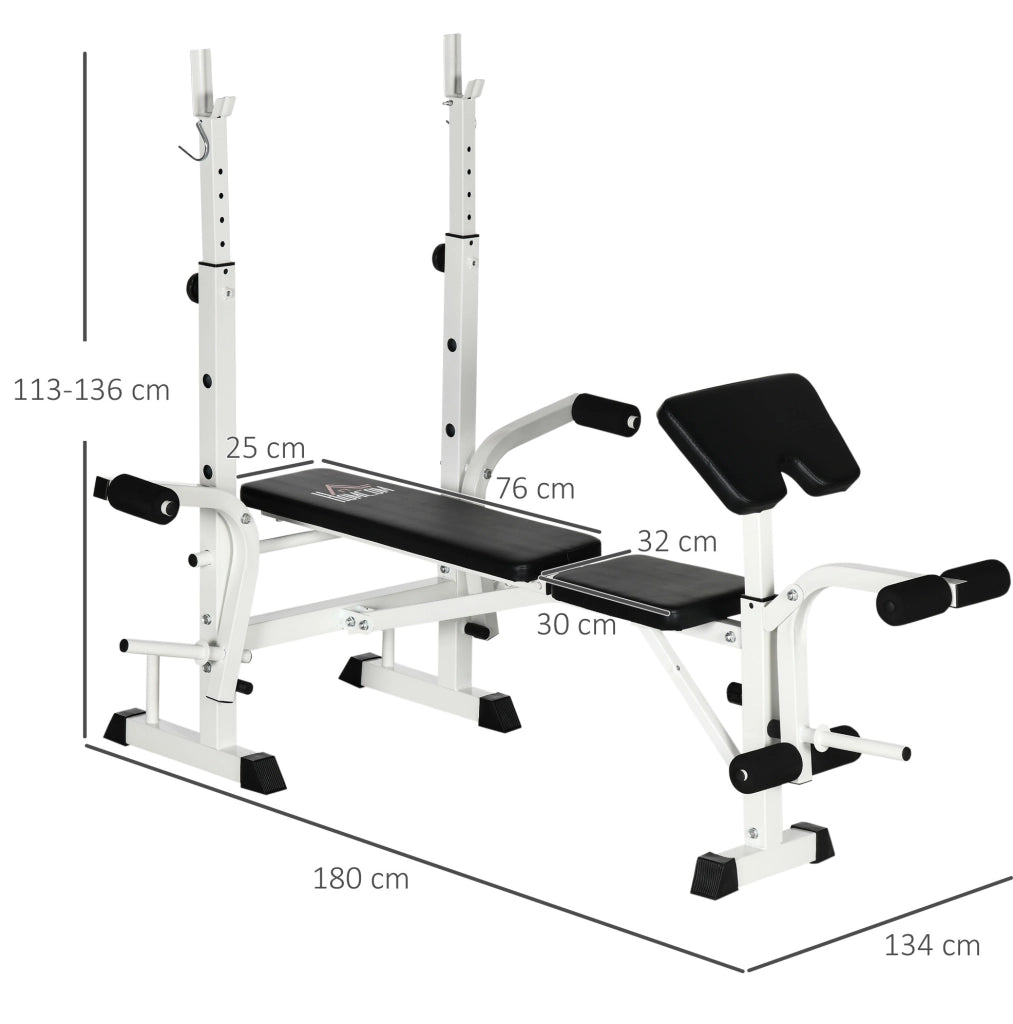 Panca multifunzione 180x134 cm in acciaio nero con pressa gambe e bracciolo