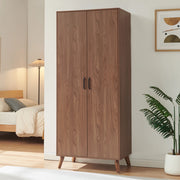 Armadio Guardaroba Norg con 2 Ante e 4 Scomparti 191x80x52 cm - Effetto Noce [en.casa]