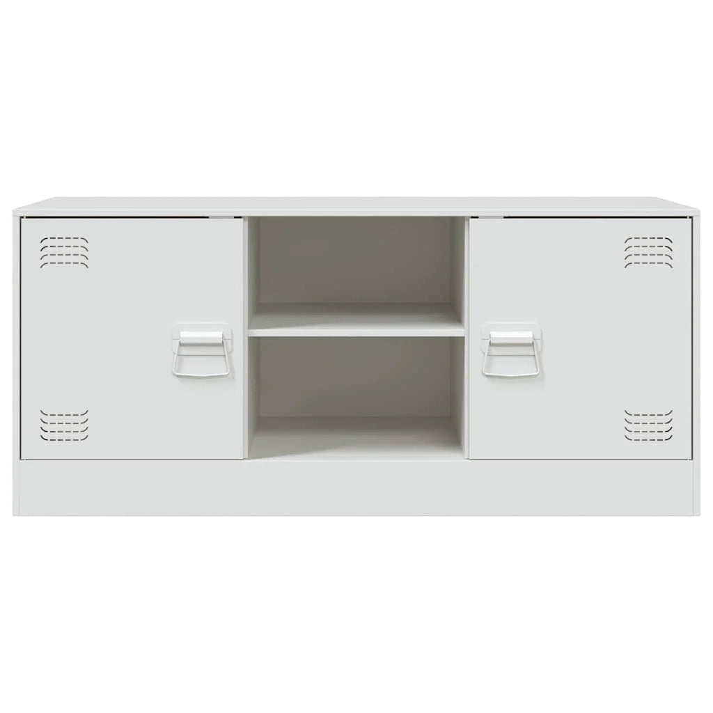 Mobile TV multimediale mensola TV credenza TV sala da pranzo soggiorno camera da letto 99 x 39 x 44 cm acciaio bianco 02_0026366