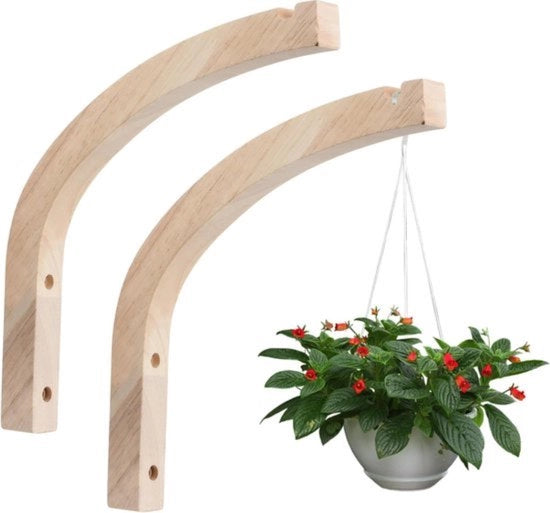 Pacchetto di 2 cestini a muro per piante in legno, supporti per piante a muro, cesti per piante in legno per interni, cesti a muro per piante per contenitori, lampioni a muro