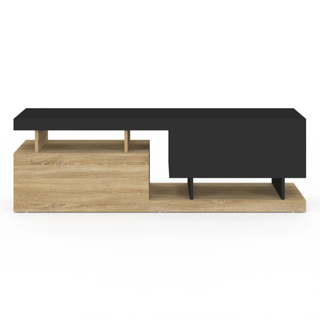 IDMarket - ANGULO 140 cm Porta TV a 2 ante effetto legno e nero