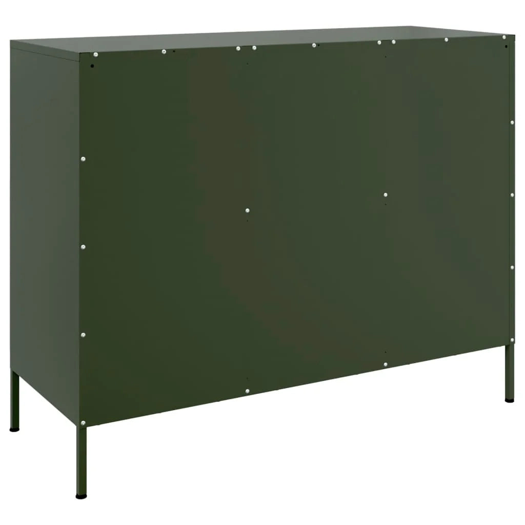 Credenza buffet cassettiera mobile contenitore organizer cucina soggiorno soggiorno oliva 100,5 x 39 x 79 cm verde acciaio 02_0036569