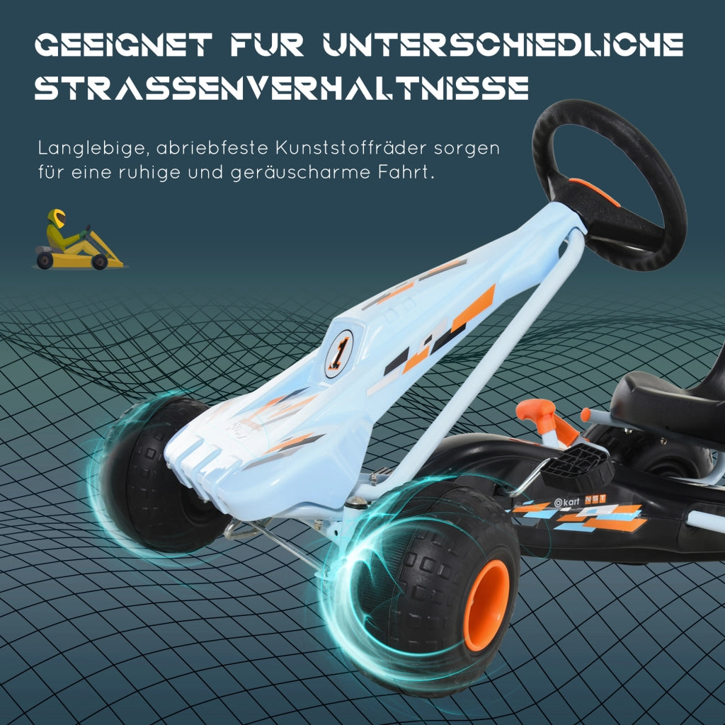 Go-Kart a Pedali con Freno a Mano ¨C Xylo ¨C Sedile Regolabile, Marcia Avanti/Indietro, Blu Chiaro, 3+ Anni