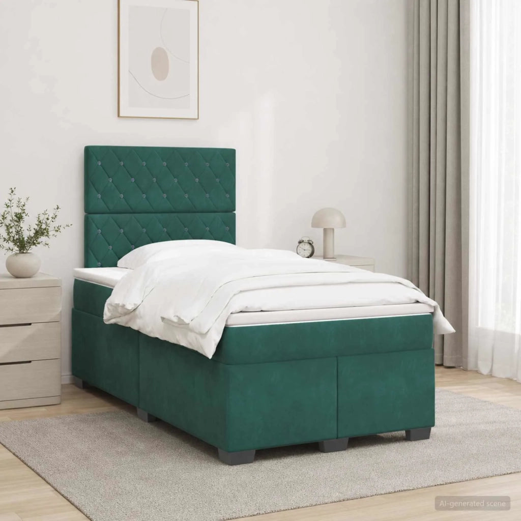 Letto box spring con materasso Verde Scuro 120 x 190 cm Velluto 3453599