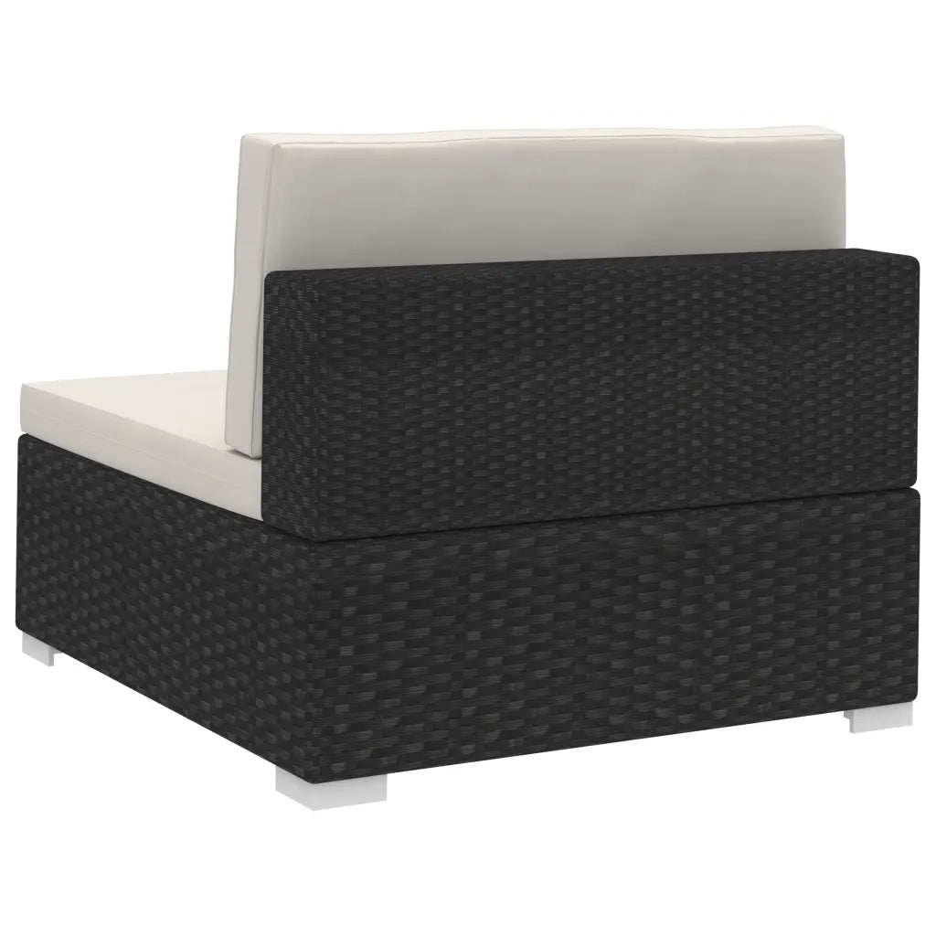 Set Divani da Giardino 3 pz con Cuscini in Polyrattan Nero 47264