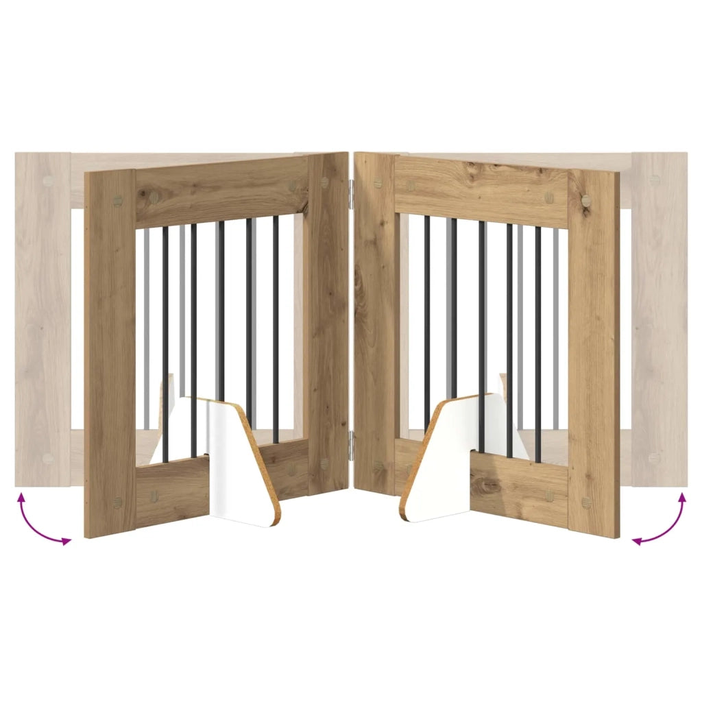 Cancello per cani pieghevole con supporti 2 pz 120,5 cm 892150