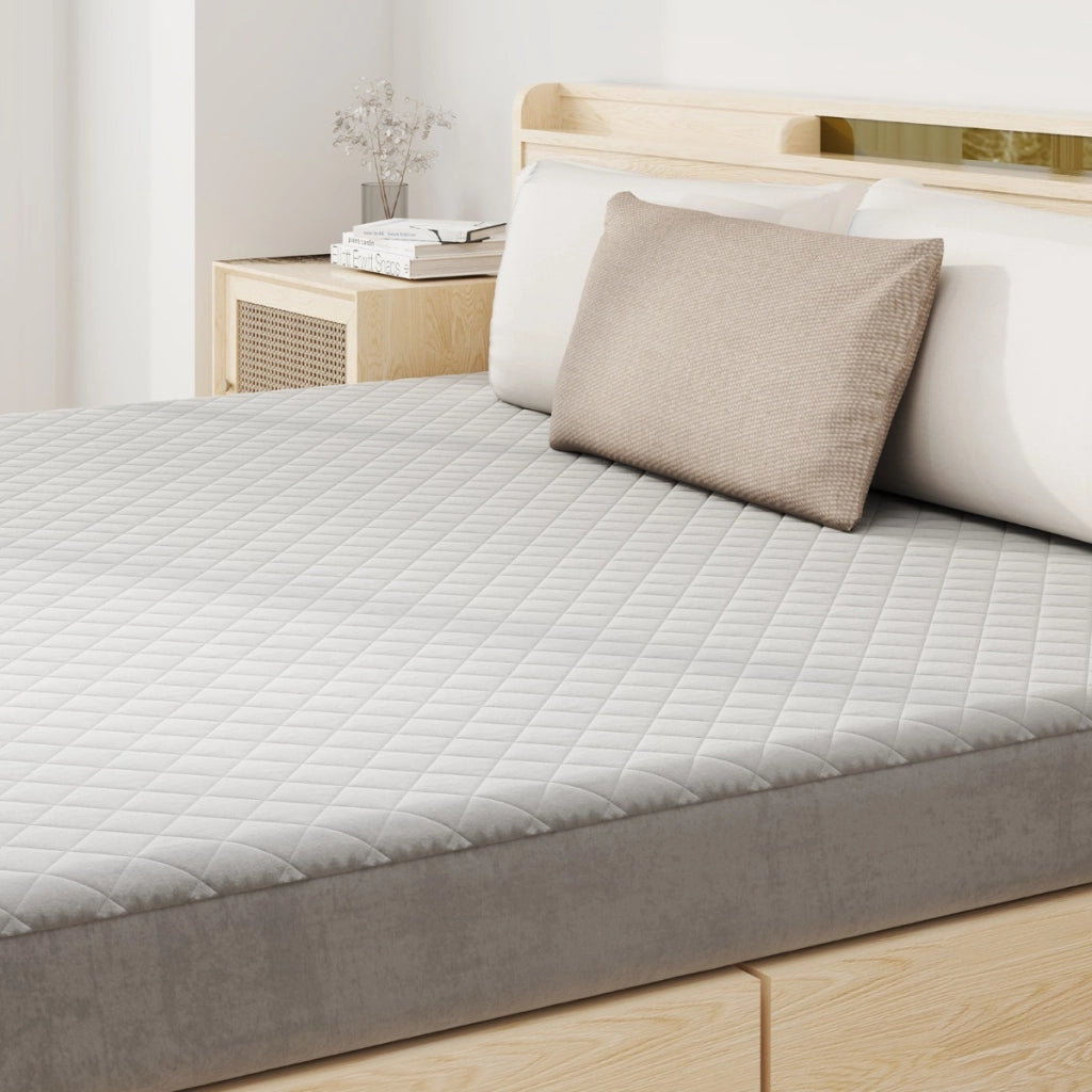 Protezione per materasso con imbottitura in spugna, Coprimaterasso?in velluto di lussoa con fondo antiscivolo Grigio 200x180cm-Arredo letto