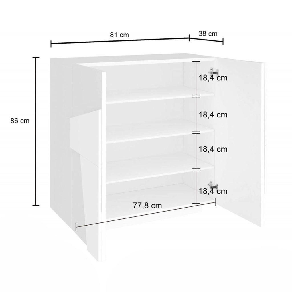 Scarpiera Apetta, Made in Italy, a 2 ante, Portascarpe da ingresso, Mobile multiuso, cm 81x38h86, Grigio Ardesia con dettaglio