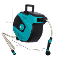 Avvolgitubo Automatico a Parete 44x22.5x41 cm con 7 Modalità di Irrigazione in Plastica Nero e Verde