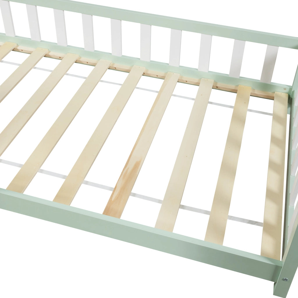 Letto Singolo Hesel per Cameretta Forma di Casetta con Materasso 90 x 200 cm Menta Verde [en.casa]