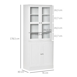 LIBRERIA 76x40x178,5 cm Bianco in MDF con ante in vetro temperato