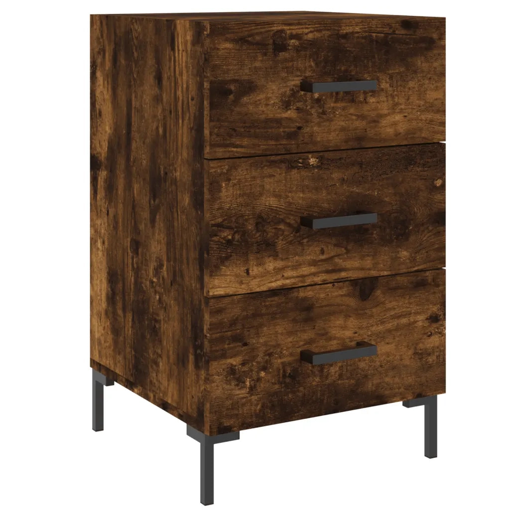 Comodino | Armadio da Notte | Mobiletto da notte Rovere Fumo 40x40x66 cm in Legno Multistrato