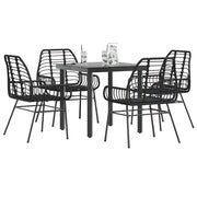Set Mobili da Pranzo per Giardino 5 pz Nero Polyrattan Vetro