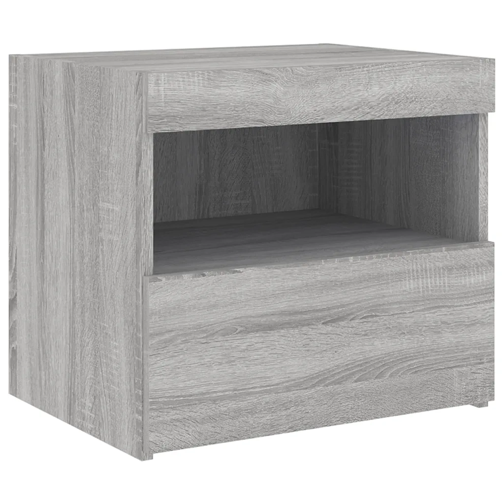 Comodino con Luci LED Grigio Sonoma 50x40x45 cm 836773