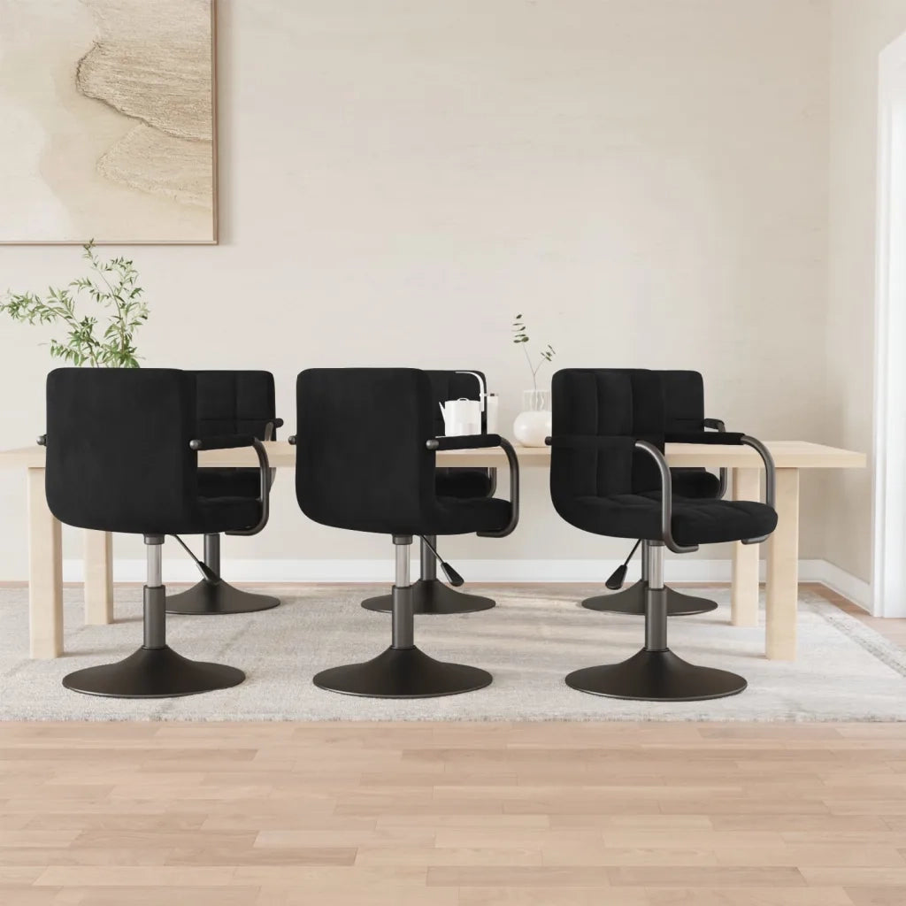 Sedie da Pranzo Girevoli 6 pz Nere in Velluto cod mxl 64257