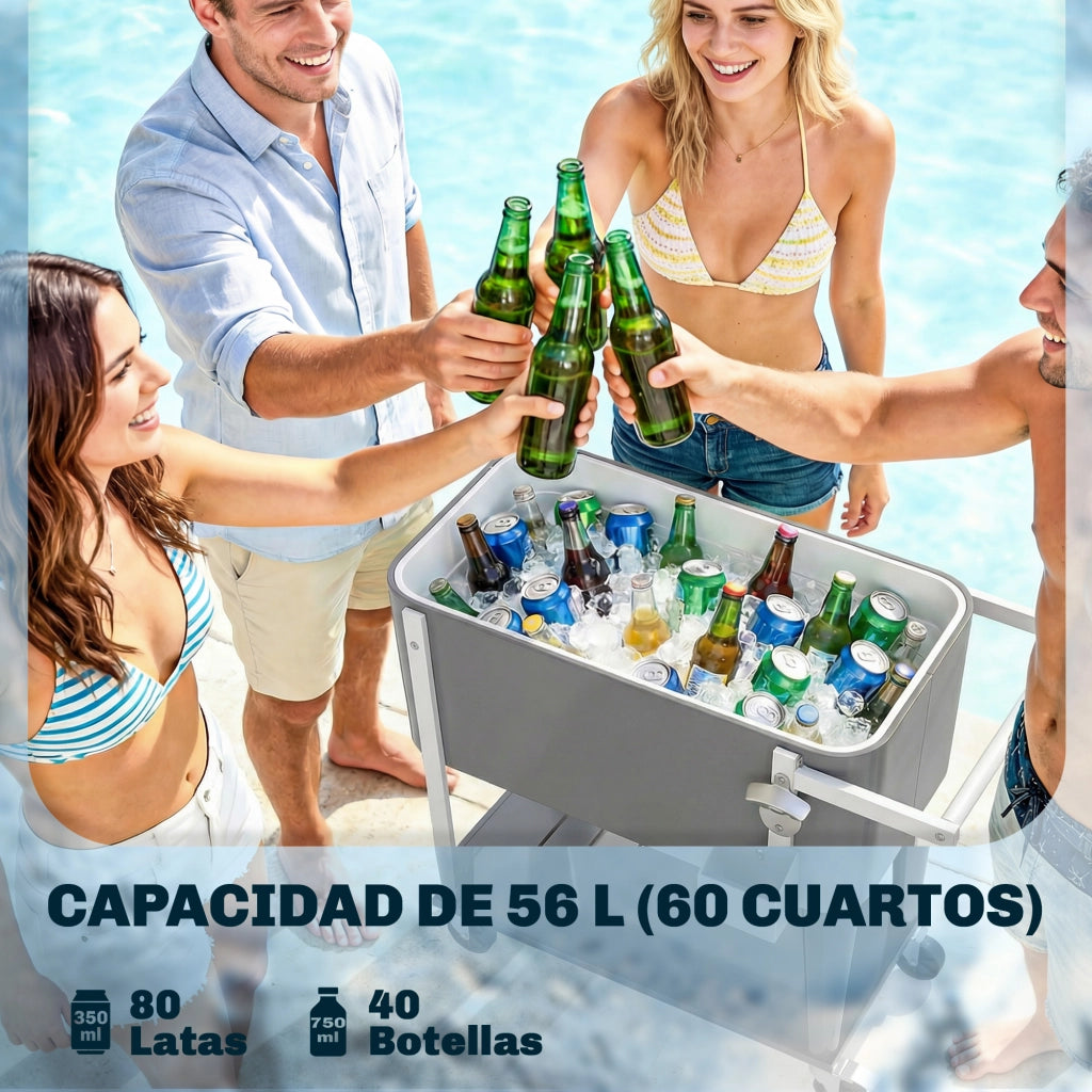 Carrello Bar con Ruote 56L ¨C zephmum ¨C Grigio 84x38x83 cm