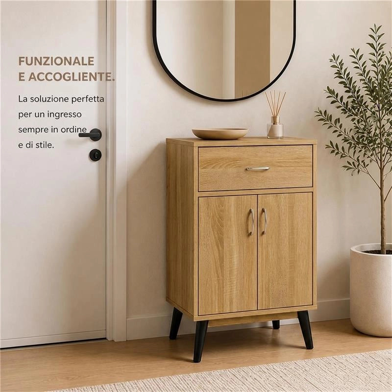 MOBILE IN MDF ROVERE CON 2 ANTE E CASSETTO MISURE: 60X40X74 CM