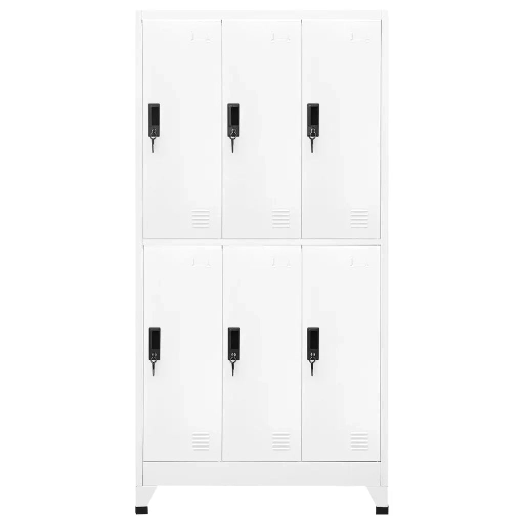 Armadietto da ufficio moderno 90 x 45 x 180 cm con anta con serratura linee pulite acciaio bianco 02_0047010
