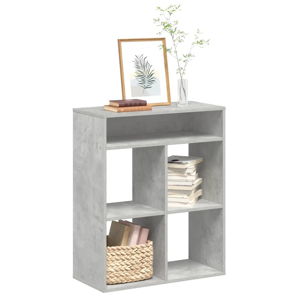 Libreria-Scaffale per Libri-Mobile di Stoccaggio Grigio Cemento 66x31x80 cm in Legno Multistrato