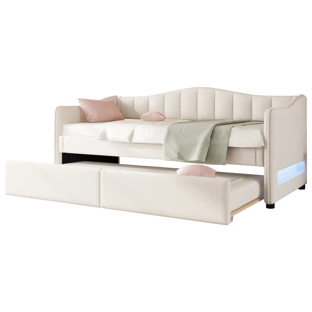 Tagesbett con letto estraibile lino 90x200 cm