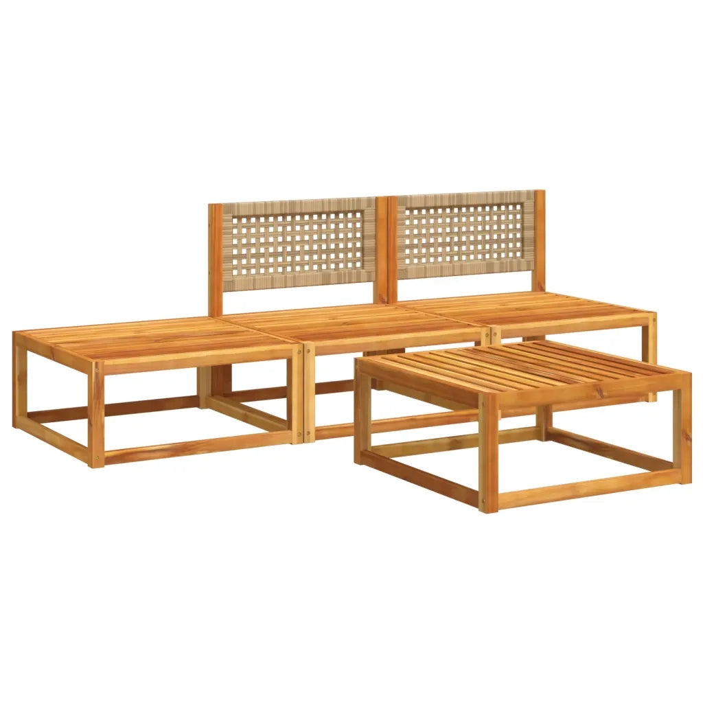 Set di divani da giardino 4 pezzi con cuscini in legno di acacia e rattan 3278935