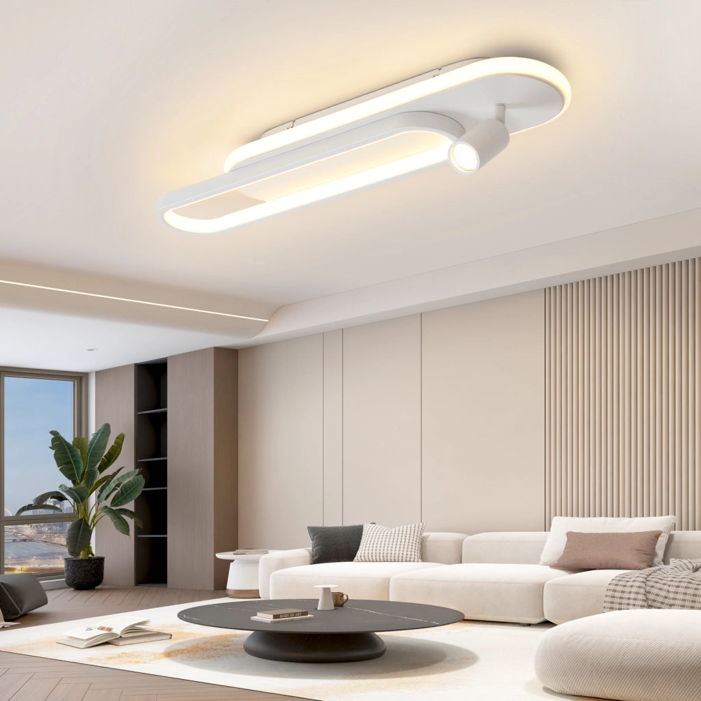 ZMH Lampada da soffitto plafoniera LED 46W bianca dimmerabile con 1 faretto telecomando per soggiorno