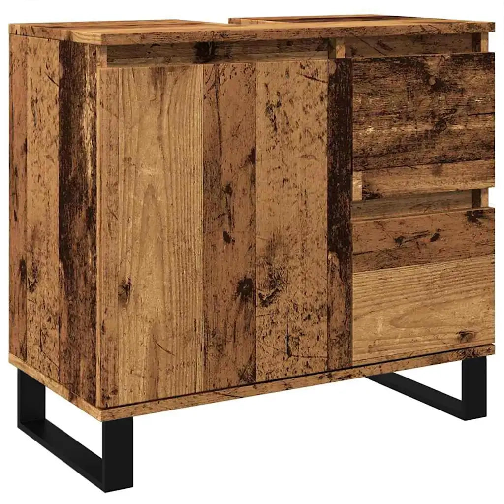 Mobile bagno salvaspazio in stile industriale con vani contenitori 65 x 33 x 60 cm realizzato in legno di recupero 02_0051109