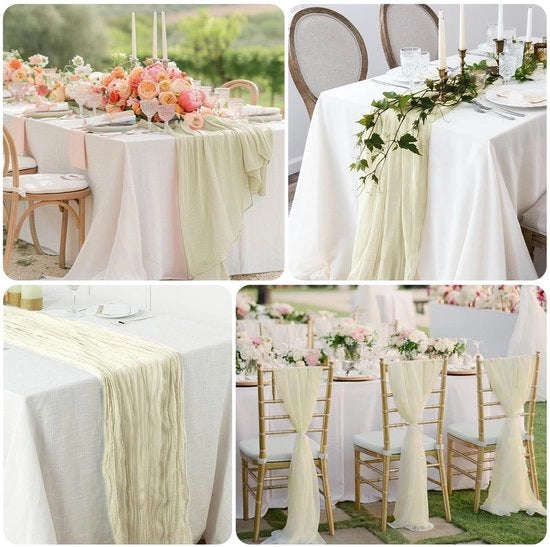 Tessuto di lana per tavolo 90 x 300 cm, stoffa bohemienne in cotone rustica per decorazioni matrimoni, feste e festività (bianco naturale - #15)