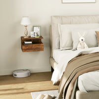 Set 2 Comodini Sospesi per Camera da Letto 35x32x22,5 cm con Cassetto in Legno Marrone