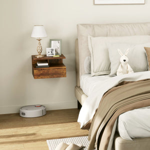 Set 2 Comodini Sospesi per Camera da Letto 35x32x22,5 cm con Cassetto in Legno Marrone