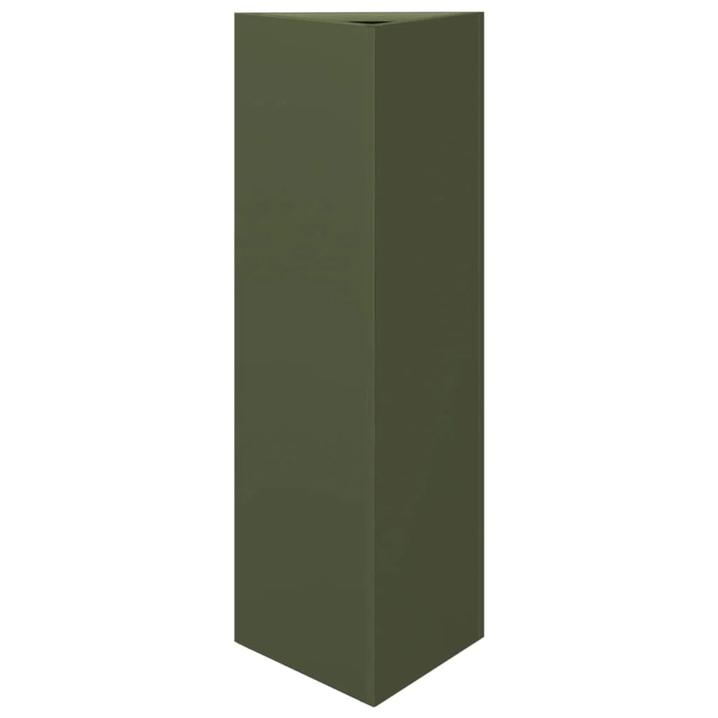 Fioriera aiuola rialzata fioriera aiuola giardino terrazza set da 2 triangolare verde oliva 30 x 26 x 75 cm acciaio verde 02_0039089