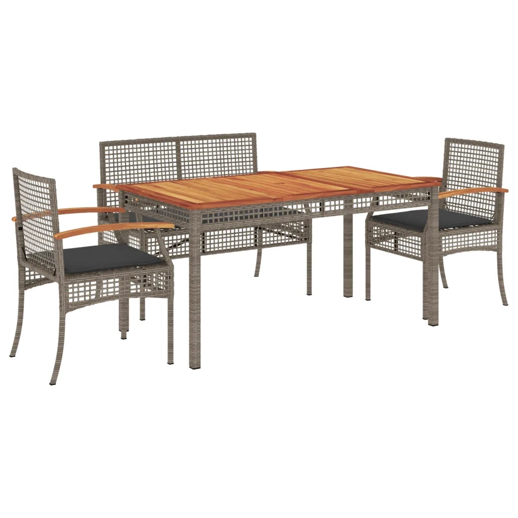 Set da Pranzo da Giardino 4 pz con Cuscini in Polyrattan Grigio 3213576