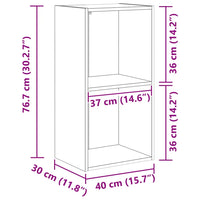 Libreria 5 Ripiani Grigio Cemento 40x30x76,5 Legno Multistrato 800931