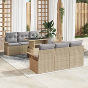 Set Divano da Giardino 7 pcs Beige Rattan in Polipropilene 3356943