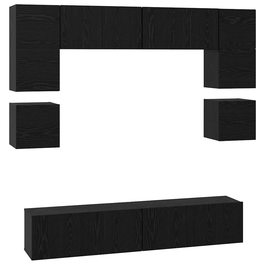 Set mobile TV 8 pcs Rovere Nero Legno multistrato 3393334