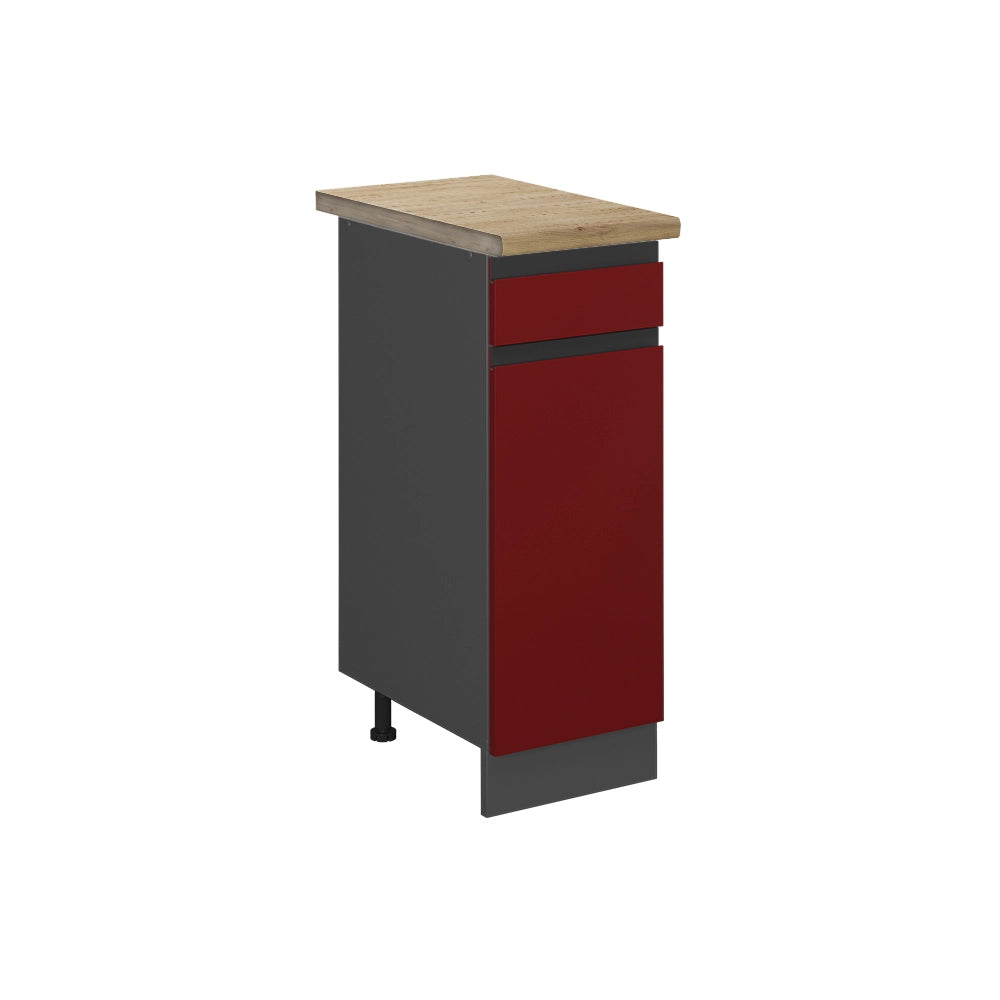 Vicco Mobiletto base per cucina Rosso 30 cm , PL Rovere