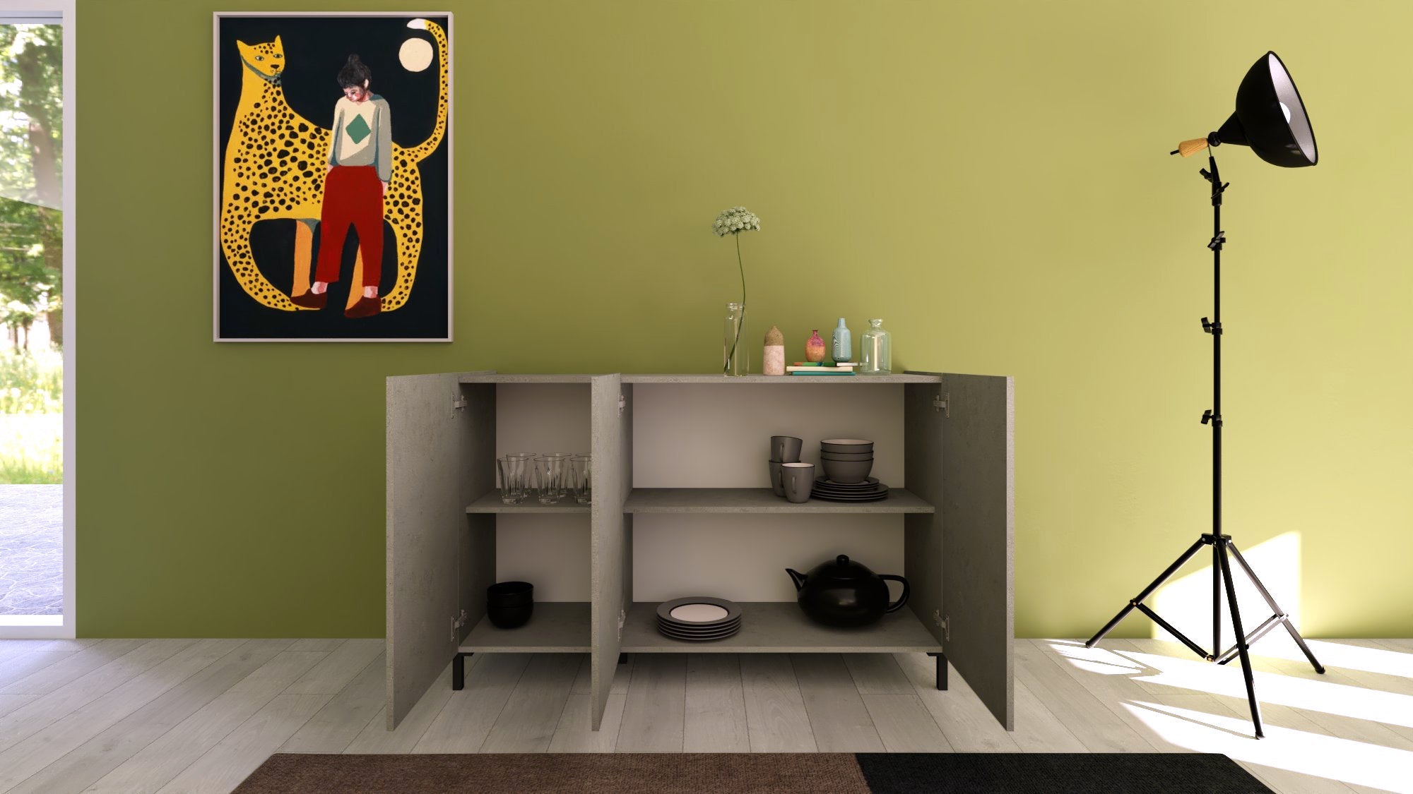 Madia 3 Ante 130x40x84 cm Solaria Cashmere