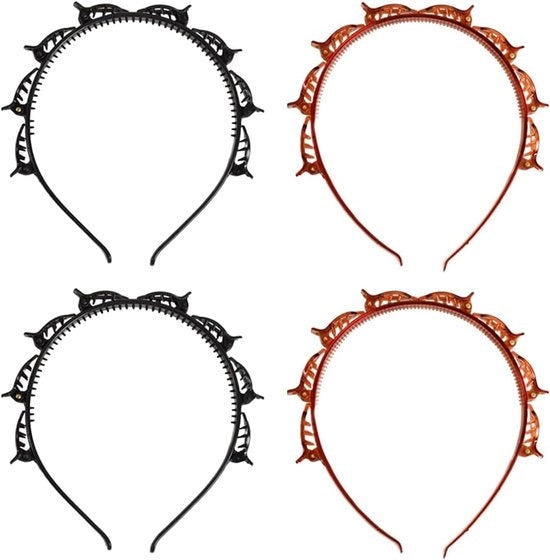 4 capi di spilla capelli a pony doppia - cintura per capelli a twist e clip - cinture per capelli a strati multi con testa vuota - cintura per capelli a spirale con denti e clip - cinture per capelli a spilla per donne