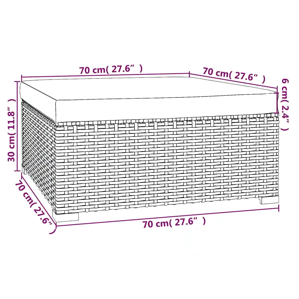 Sedia da giardino-Poggiapiedi Giardino con Cuscino Marrone 70x70x30 cm Polyrattan 593589