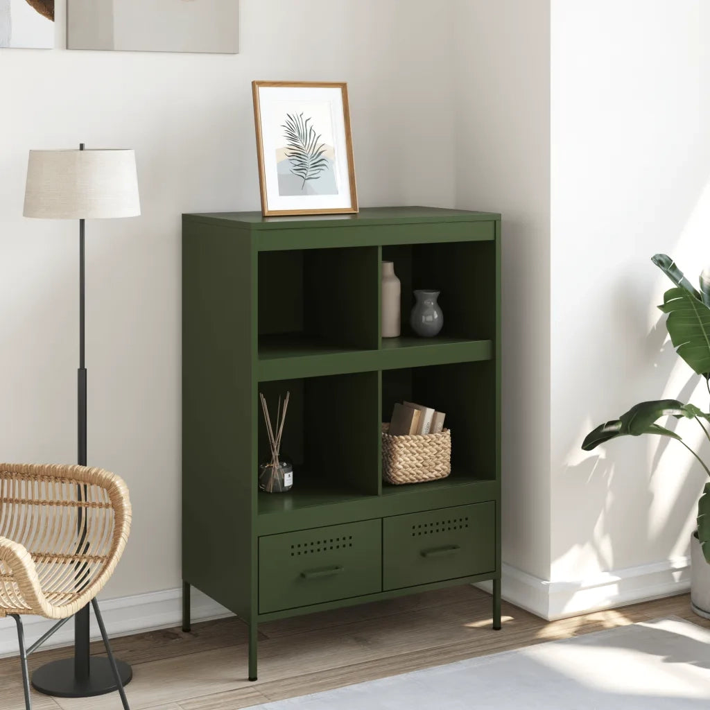 Credenza | Madia | Buffet da pranzo | Armadio da pranzo Verde Oliva 68x39x101,5 cm in Acciaio