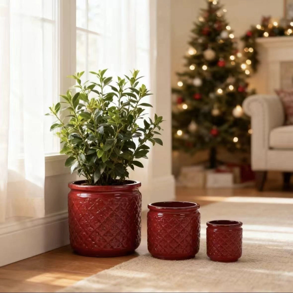 VASI Set da 3 pezzi in ceramica Ø 38/30,5/23 cm rosso vinaccia lucido